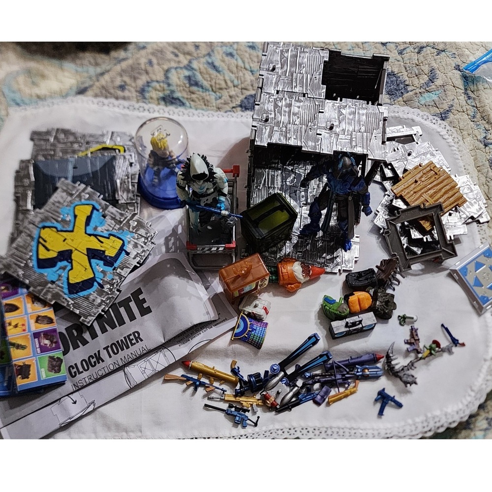 Fortnite Battle Royale Toy Lot Clock Tower Building Pieces Weapons Accessories